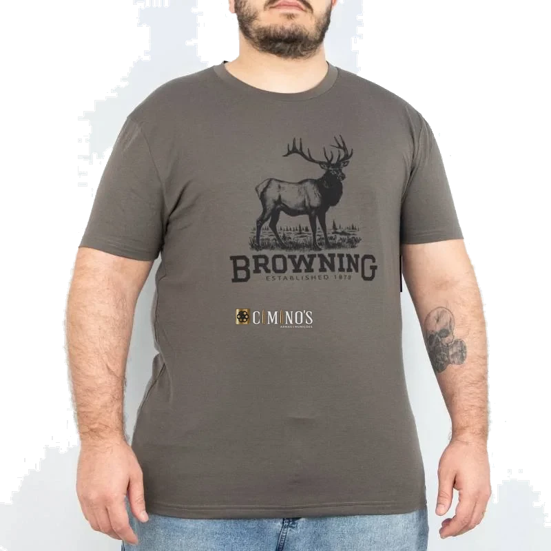 Camisa Browning manga curta Elk Major marrom