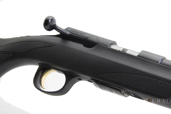 T-Bolt Composite Sporter: close do ferrolho, gatilho dourado e carregador